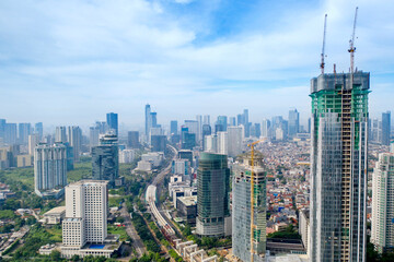 Fototapeta na wymiar Clear Jakarta skies as air pollution levels drop