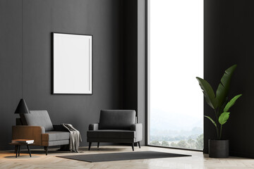 Modern waiting room interior with large panoramic window © ImageFlow