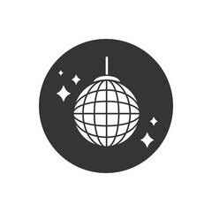 Vector party ball white icon in flat sign