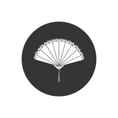 Vector hand fan white icon in flat