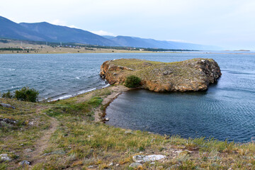 Picturesque Relief with peninsula anf two bays of Hadarta Cape. Small Sea strait, Lake Baikal