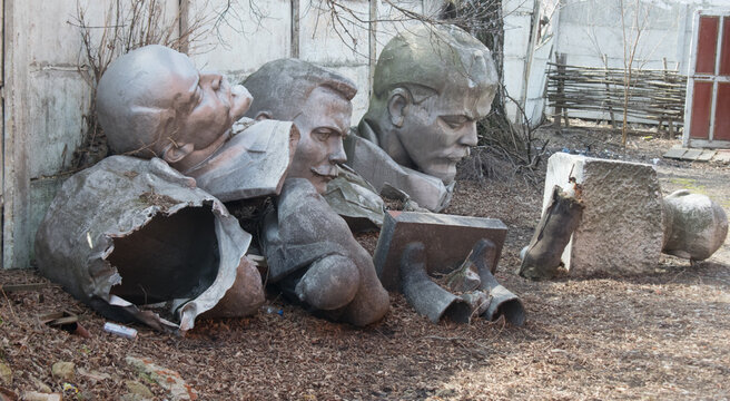Abandoned and destroyed monuments to communist leaders