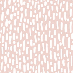 Irregular, white vector strokes rounded seamless repeat pattern. All over print with rose background.