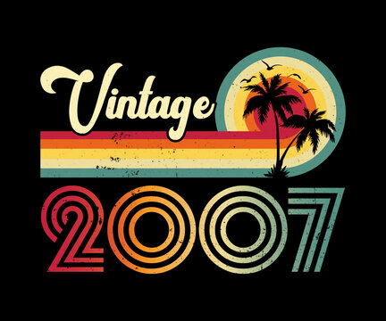 Vintage 2007 Birthday T-shirt Design