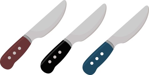 Vector illustration of kitchen knives emoticons