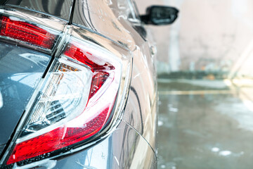 car headlight lamp with car wash foam