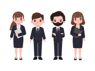 Business people teamwork in black suit clothes.	
