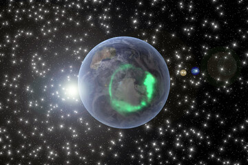 Blue earth, shot in distance. The elements of this image furnished by NASA.