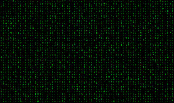 Code green background with numbers. Digital data design. Pattern network concept. Abstract technology banner. Vector illustration.