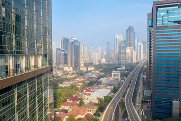 Beautiful Jakarta downtown with quiet overpass road