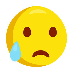 Sad but Relieved Emoji Icon Illustration. Disappointed Vector Symbol Emoticon Design Doodle Vector.