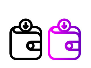 Wallet replenishment icon. Electronic wallet and coin on top.