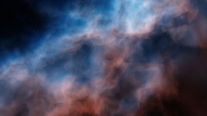 colorful space background with stars, nebula gas cloud in deep outer space 3d render