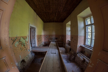 The abandoned old palace in Pilica in Poland