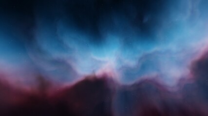 colorful space background with stars, nebula gas cloud in deep outer space 3d render