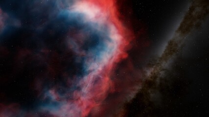 Fototapeta premium colorful space background with stars, nebula gas cloud in deep outer space 3d render