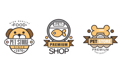 Logo for Pet Premium Shop or Store Vector Set