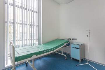 Hospital room with bed and without medical equipped in a new modern hospital