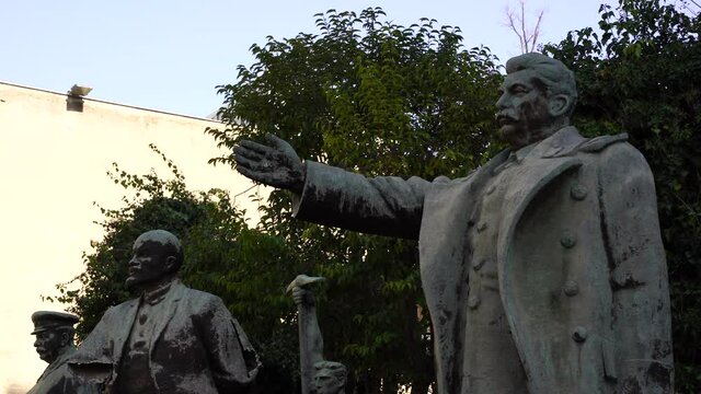 Busts of dictators from communist soviet regime displaying on exhibition