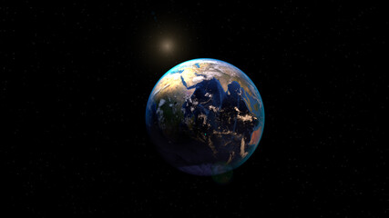 Fototapeta na wymiar Earth from space, globe render 3d Art