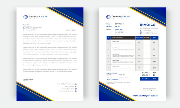 Editable minimalist Letterhead template and business invoice template design