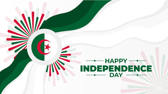 Algeria Algerian Independence Day Template Banner Post Design, Flag Country Theme, Vector