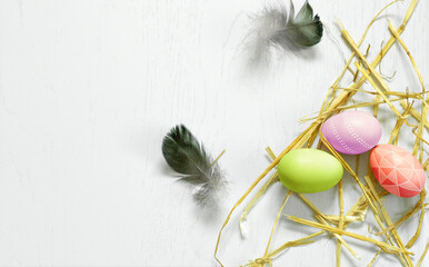 Easter. Easter eggs. Easter background. Easter cover for congratulations.