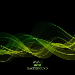 Abstract green dynamic wave line light energy curve on dark design modern futuristic technology background