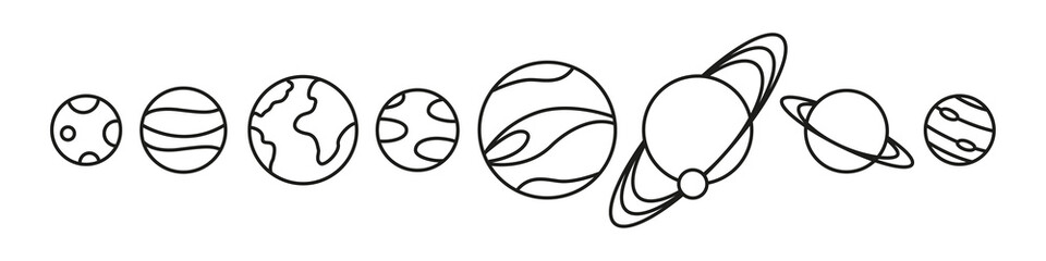 Planets linear icons isolated. Vector illustration. © diluck