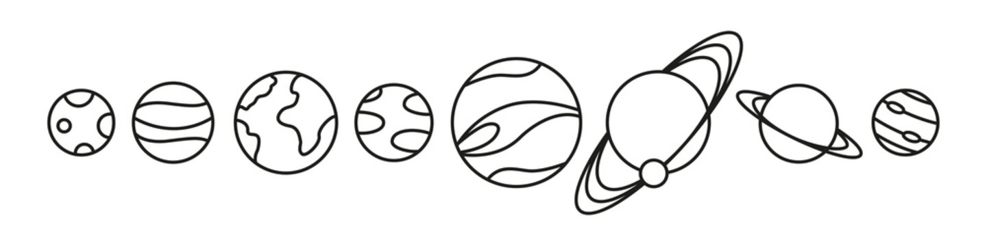 Planets linear icons isolated. Vector illustration.