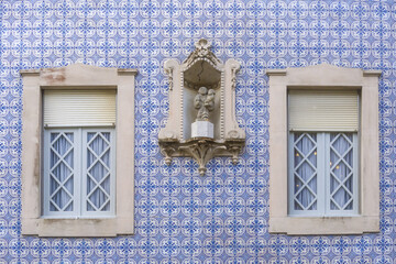 panel of azulejos in the Castle Santa Catarina in Porto, Portugal