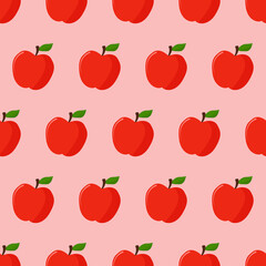 Apples Pattern. Red Apples Wallpaper. Vector.