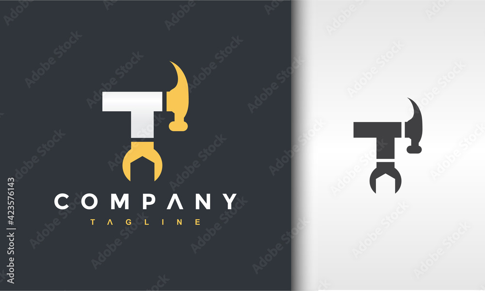 Poster initial t hammer wrench logo