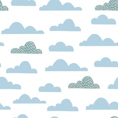 Cloud seamless pattern for children nurcery room. Vector funny child sky print