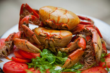 cooked crab on a plate