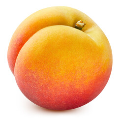 Peach with apricot leaves isolated