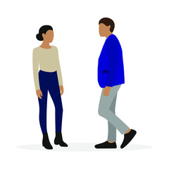 Male character and female character together on a white background