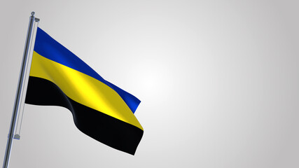 Gelderland 3D waving flag illustration on a realistic metal flagpole. Isolated on white background with space on the right side. 