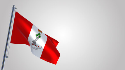 Royal Military College Of Canada 3D waving flag illustration on a realistic metal flagpole. Isolated on white background with space on the right side. 