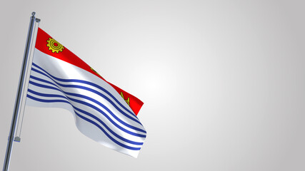 Flag Of Barrie 3D waving flag illustration on a realistic metal flagpole. Isolated on white background with space on the right side. 