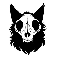 cat skull with black hair