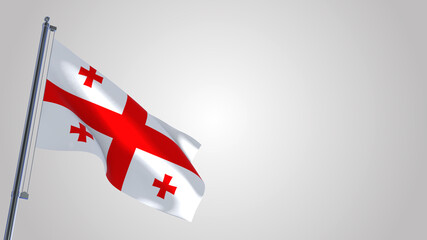 Georgia 3D waving flag illustration on a realistic metal flagpole. Isolated on white background with space on the right side. 
