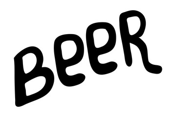 Beer lettering. Handwritten lettering for restaurant, cafe menu. Vector design for greeting cards and poster. Vector illustration.