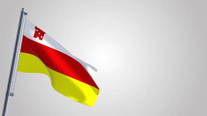 Santa Barbara California 3D waving flag illustration on a realistic metal flagpole. Isolated on white background with space on the right side. 