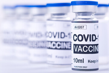 COVID-19 vaccine vials. Pandemic, health