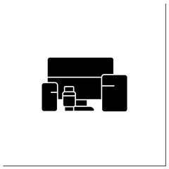 Cross platform devices glyph icon. Special digital devices for creating, testing programs. Computer, phone. Technical equipment.Filled flat sign. Isolated silhouette vector illustration