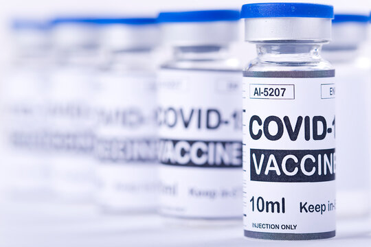 COVID-19 vaccine vials. Pandemic, health
