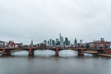 Naklejka premium Panoramic view of the Frankfurt skyline, Germany.