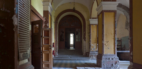 The abandoned old palace in Pilica in Poland