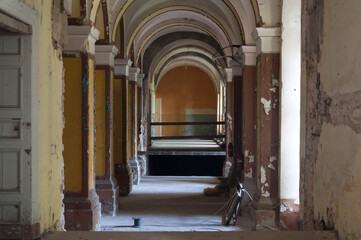 The abandoned old palace in Pilica in Poland